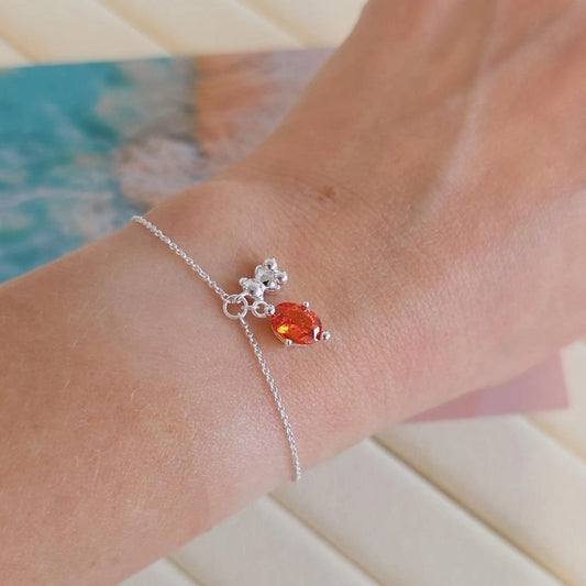 Red Bear Crystal Adjustable Bracelet
