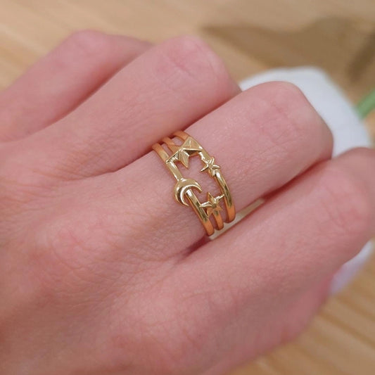 Estrella y Luna Adjustable Ring