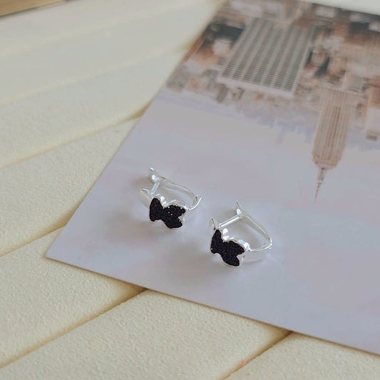 Small Bear Black Zirconia Hoops