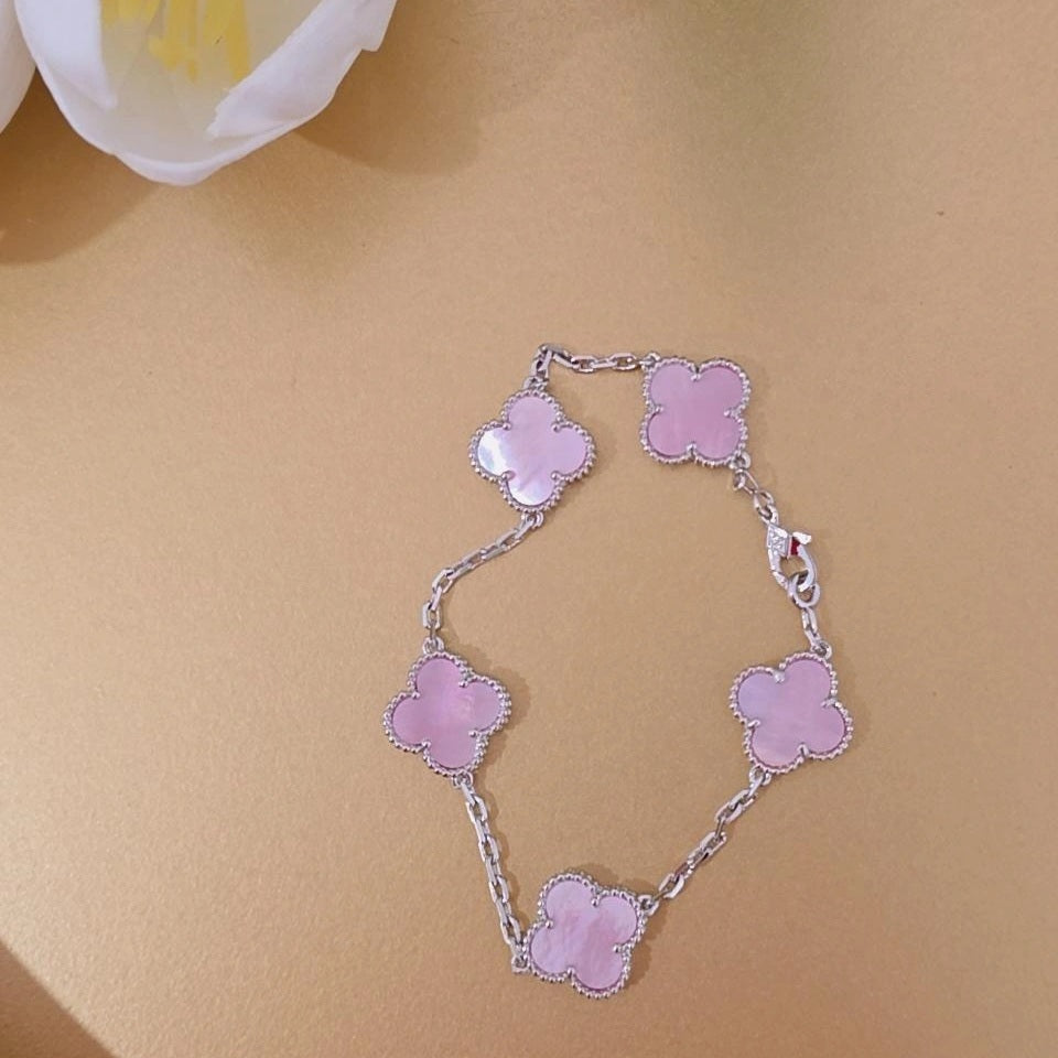 V Baby Pink Silver Bracelet