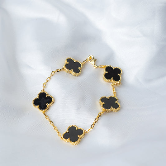 V Plain Black Bracelet