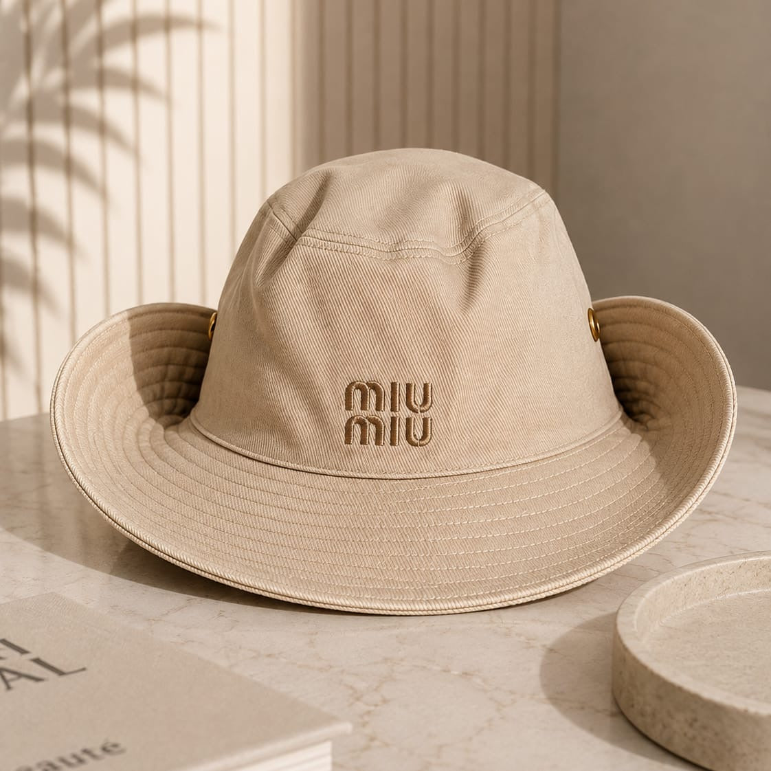 Beige M Hat