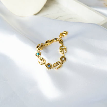 Blue Flower Adjustable Bracelets Gold & Silver