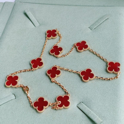 V Red Multiple Clover Necklace
