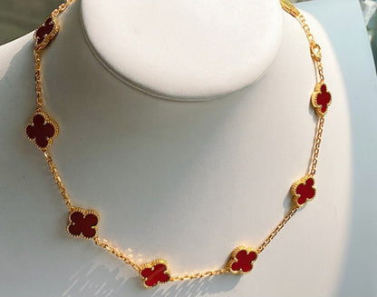 V Red Multiple Clover Necklace