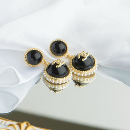 Black Pearled Emi Earrings