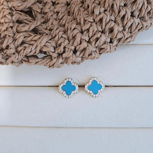 Zirconia Blue Trebol Earrings