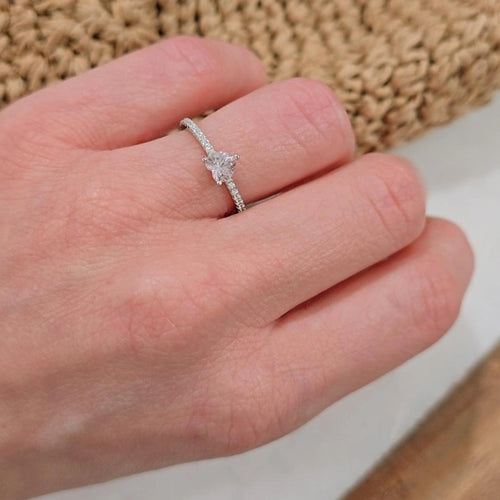 Baby Pink Crystal Heart Ring