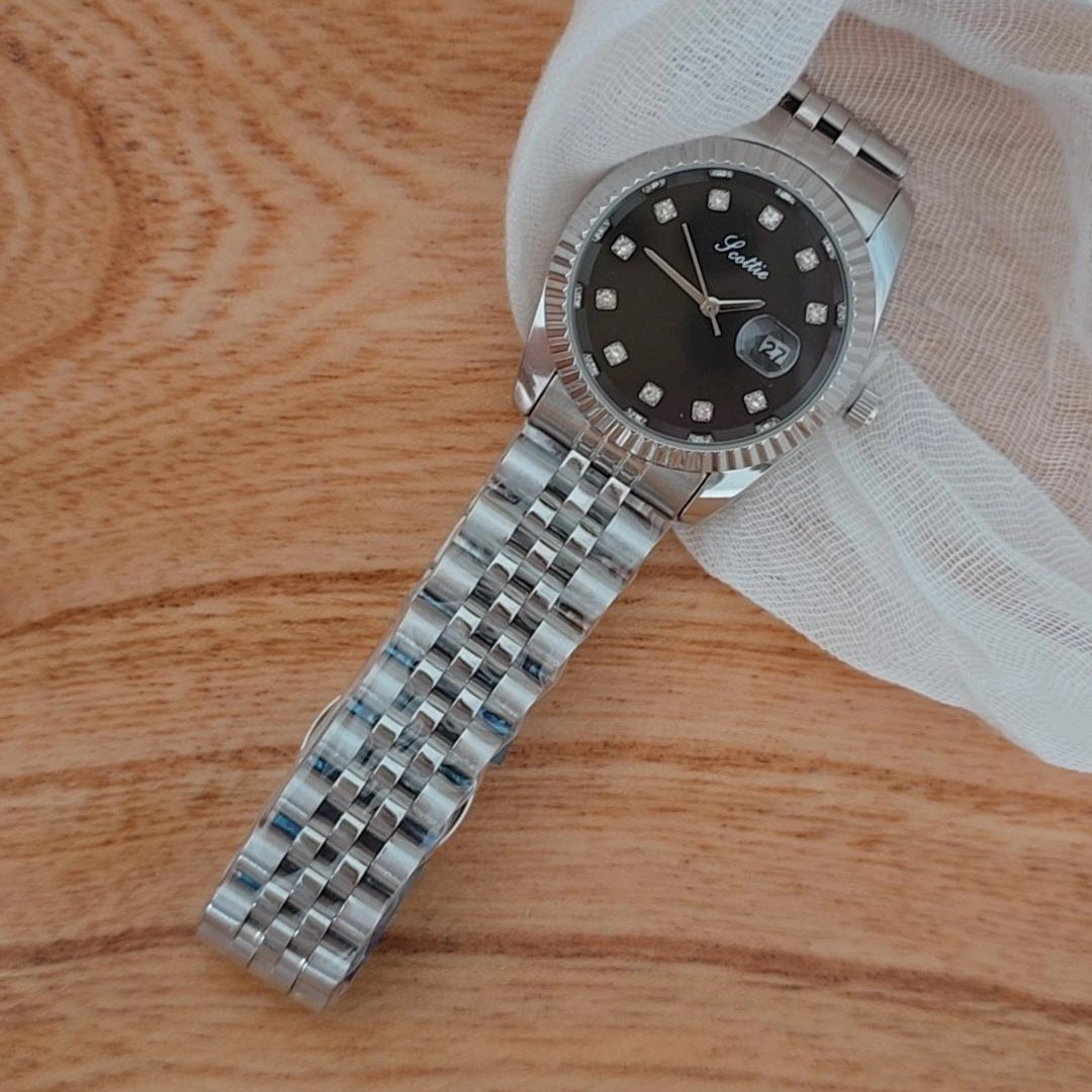 Black Dial Silver Watch