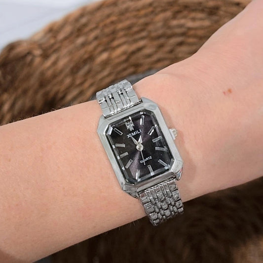 Velvet Silver Watch Black Dial