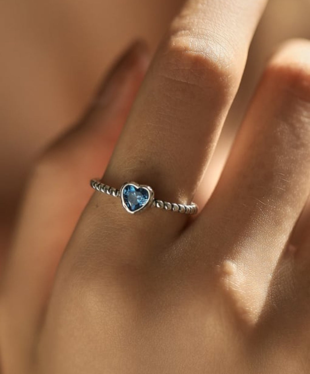 Blue Heart Adjustable Ring