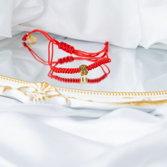 Bear Red String *Stainless Steel*