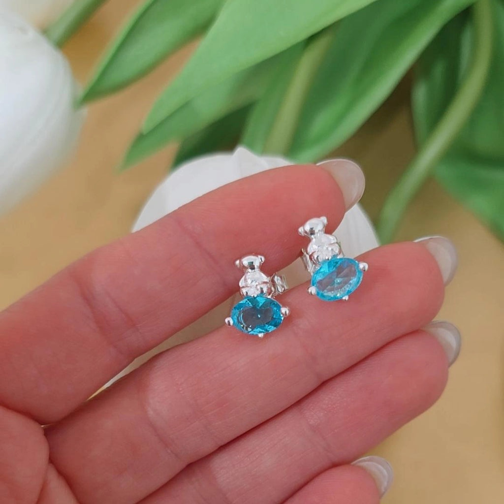 Aqua Earrings Bear