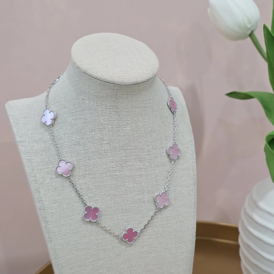 V Rosita Silver Multiple Clover Necklace