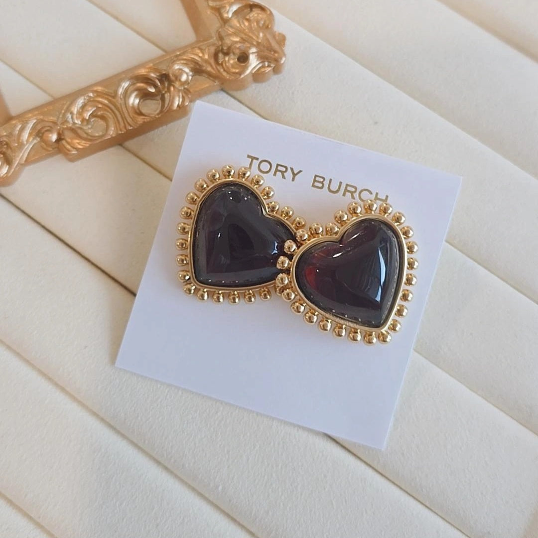 Dark Red Tor Heart Earrings