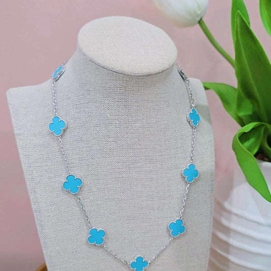 Azul Marino V Multiple Clover Necklace