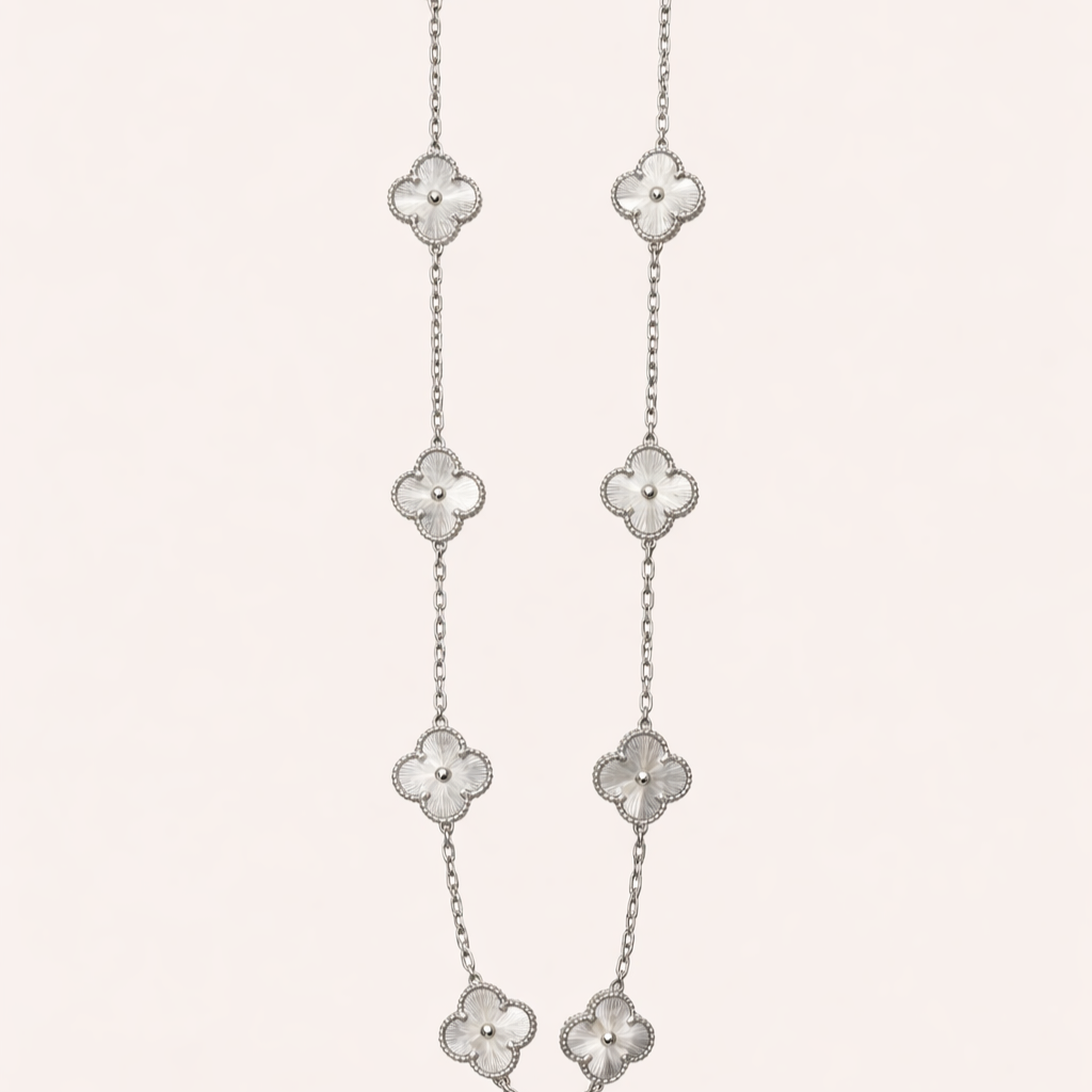 V Plain Multiple Silver Necklace
