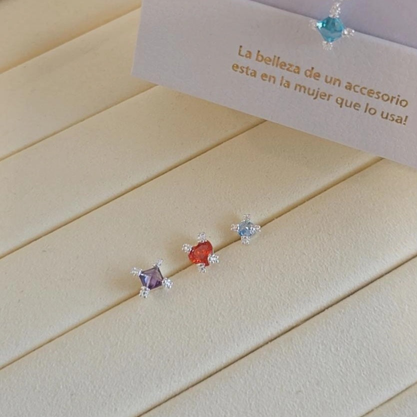 Bear 3 color crystal earrings