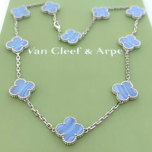 Baby Blue Silver V Multiple Necklace