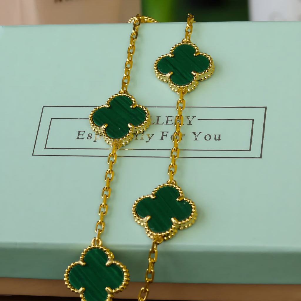 V Green Multiple Clover Necklace