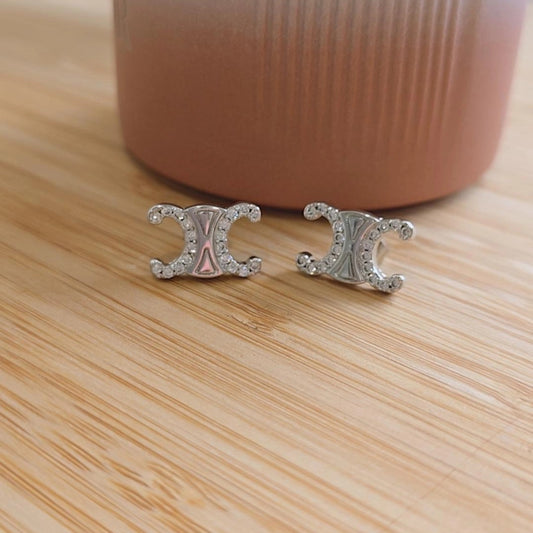 Silver C C C Earrings
