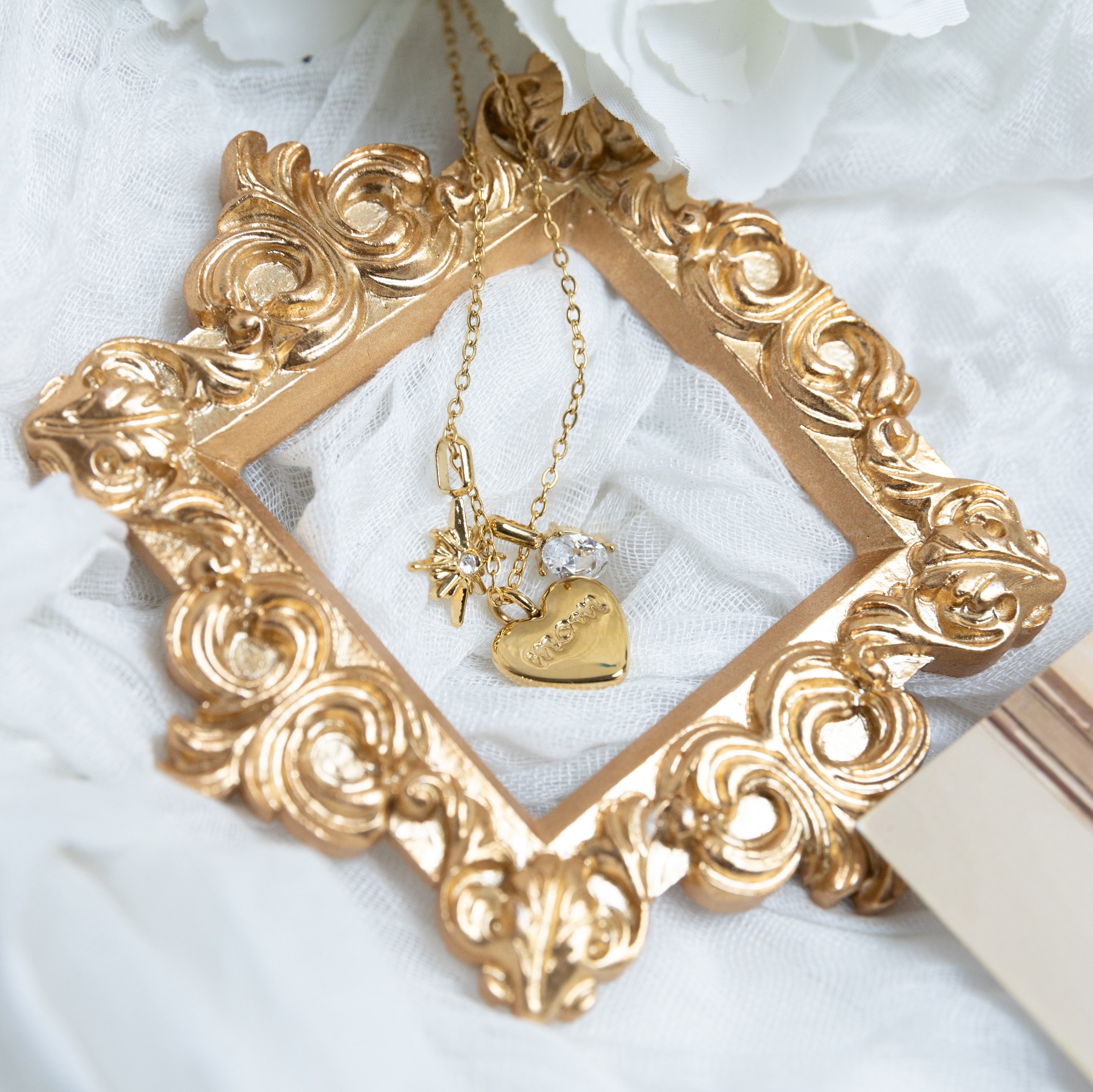 Mom Necklace with mini zirconia