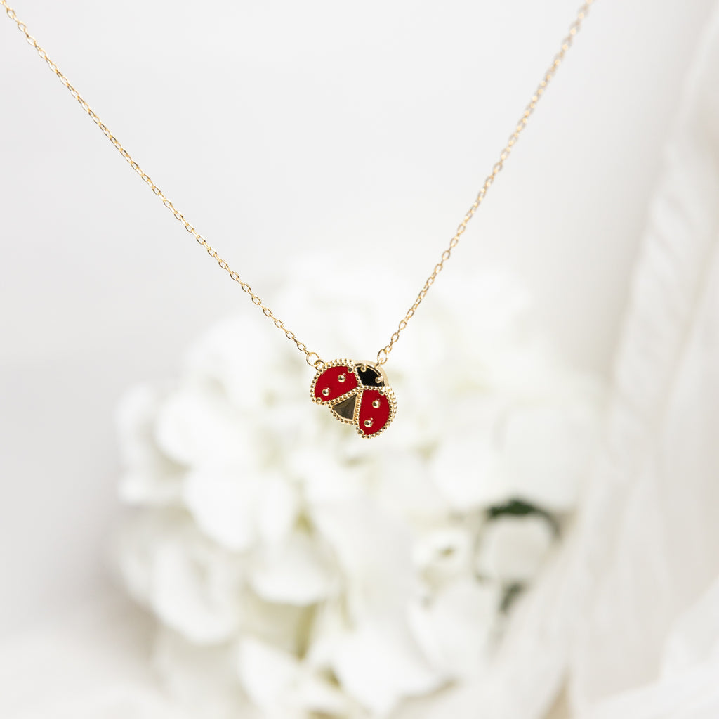 Gold Lady Bug Necklace