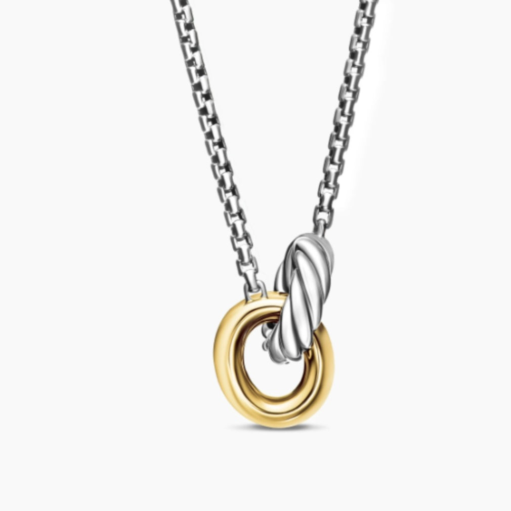 Two tone circle D Y Necklace