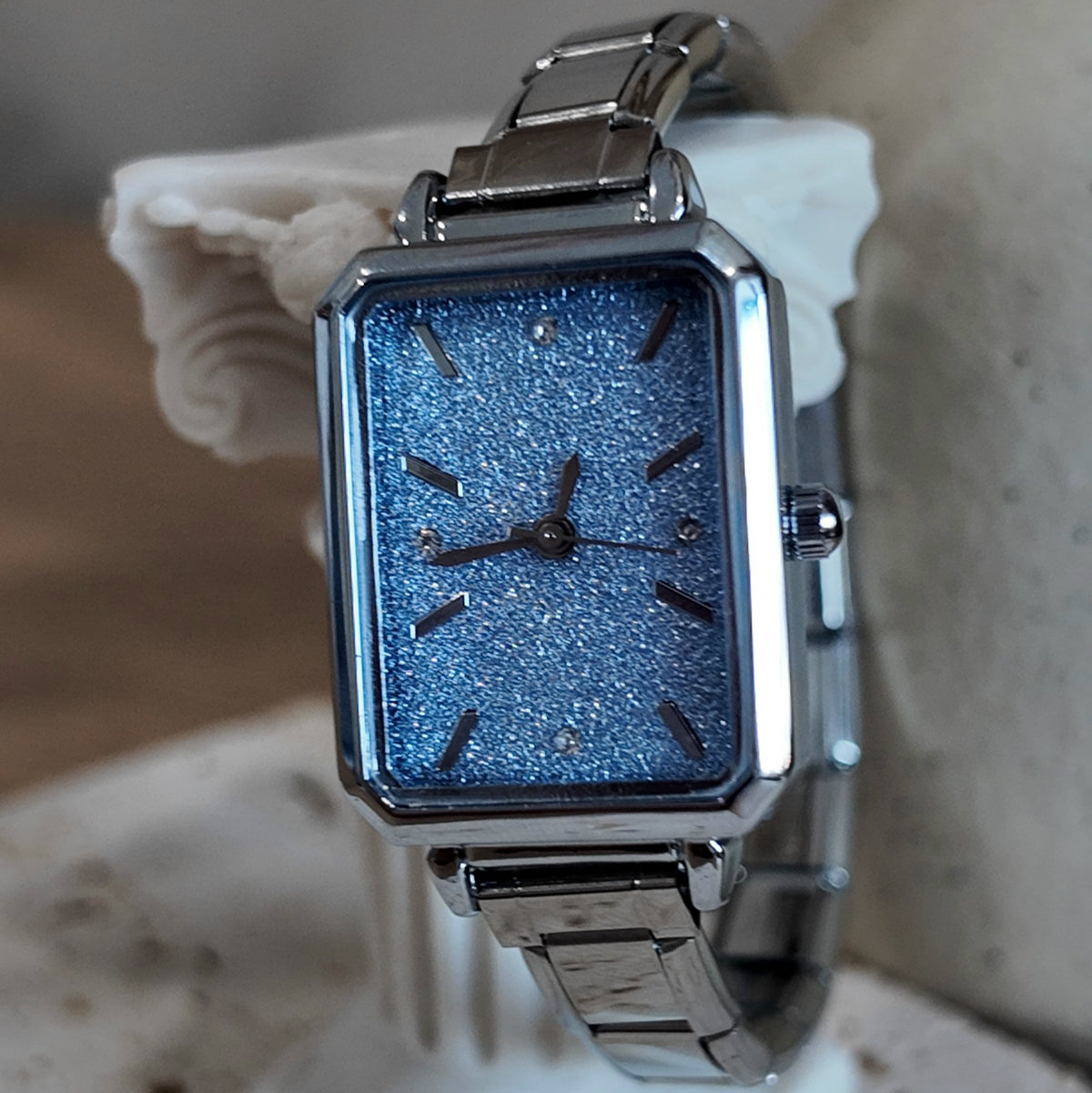 Silver Blue Spandex Watch