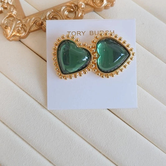 Green Hearts Tor Earrings