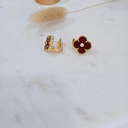 V Diamond Flower Earrings