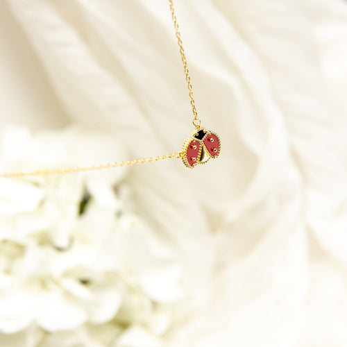 Gold Lady Bug Necklace