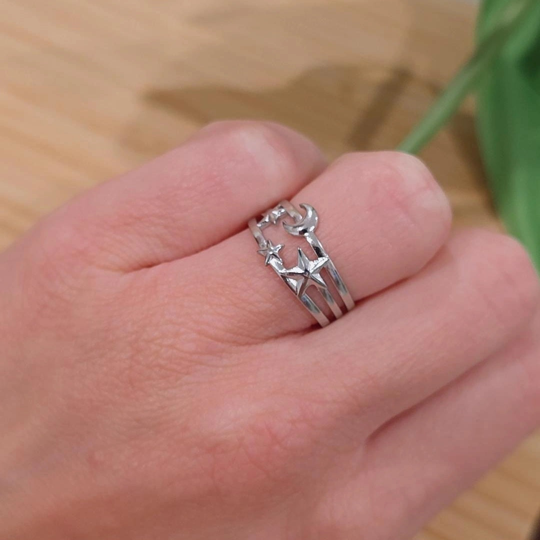 Estrella y Luna Adjustable Ring