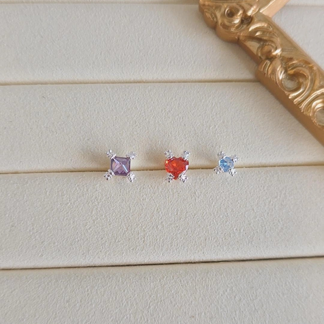 Bear 3 color crystal earrings