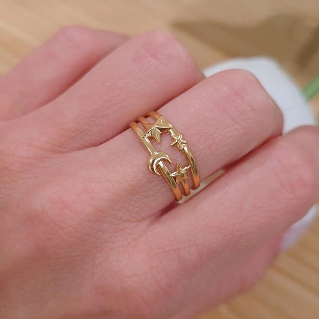 Estrella y Luna Adjustable Ring