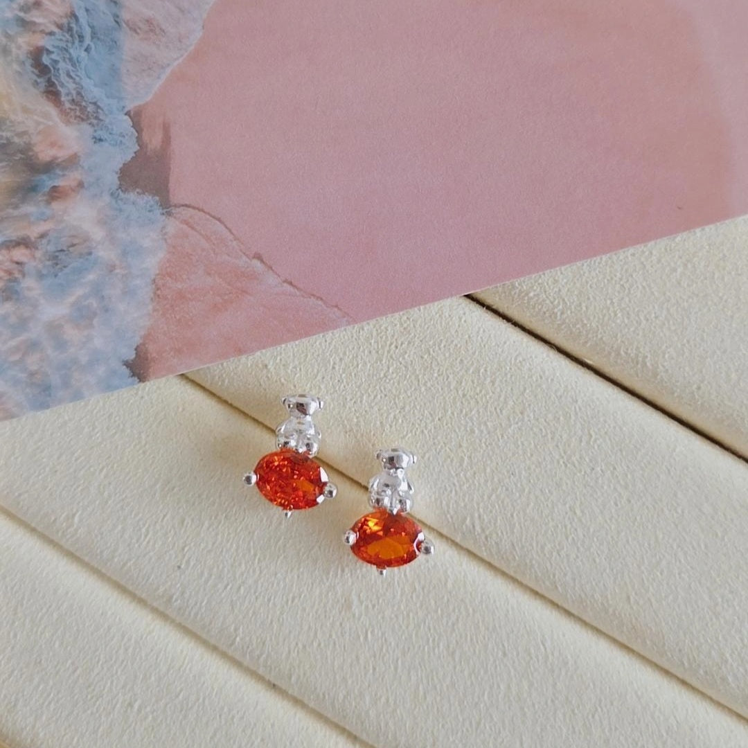 Red Crystal Bear Earrings