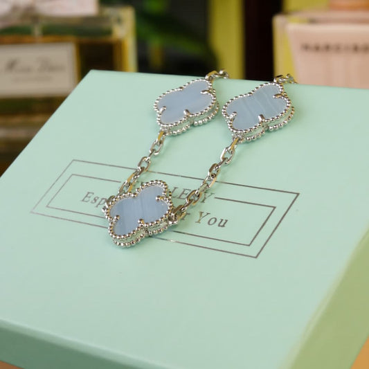 V Silver and Baby Blue Bracelet