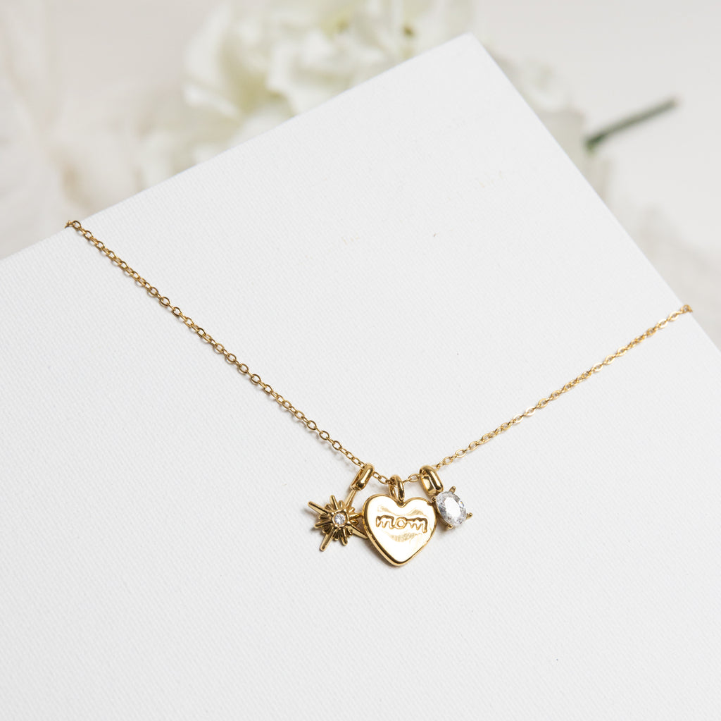 Mom Necklace with mini zirconia