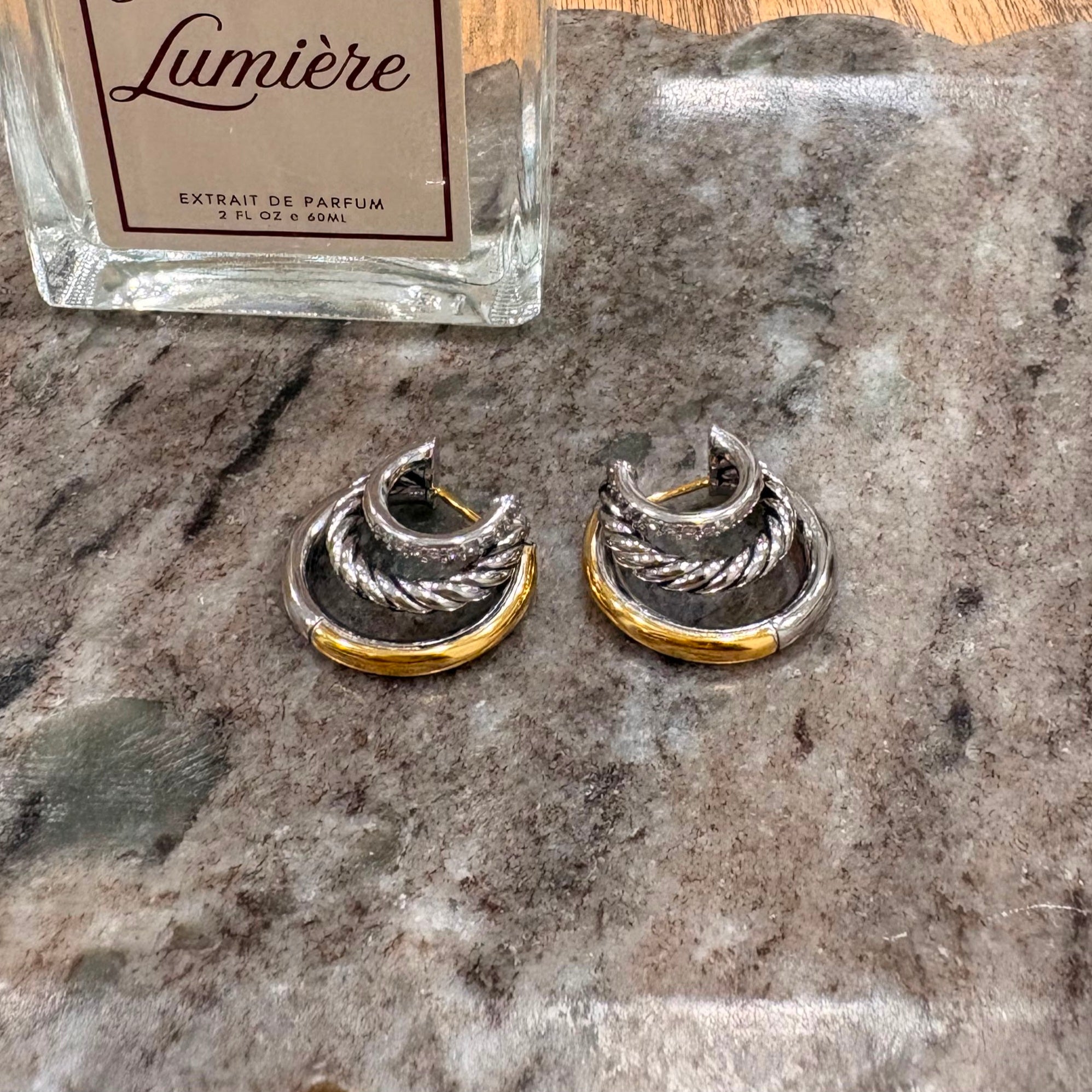 D y Earrings 2 tone