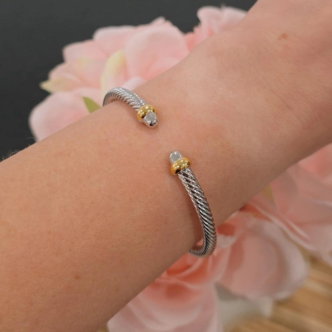 D Y 2 Tone Thin Bracelet