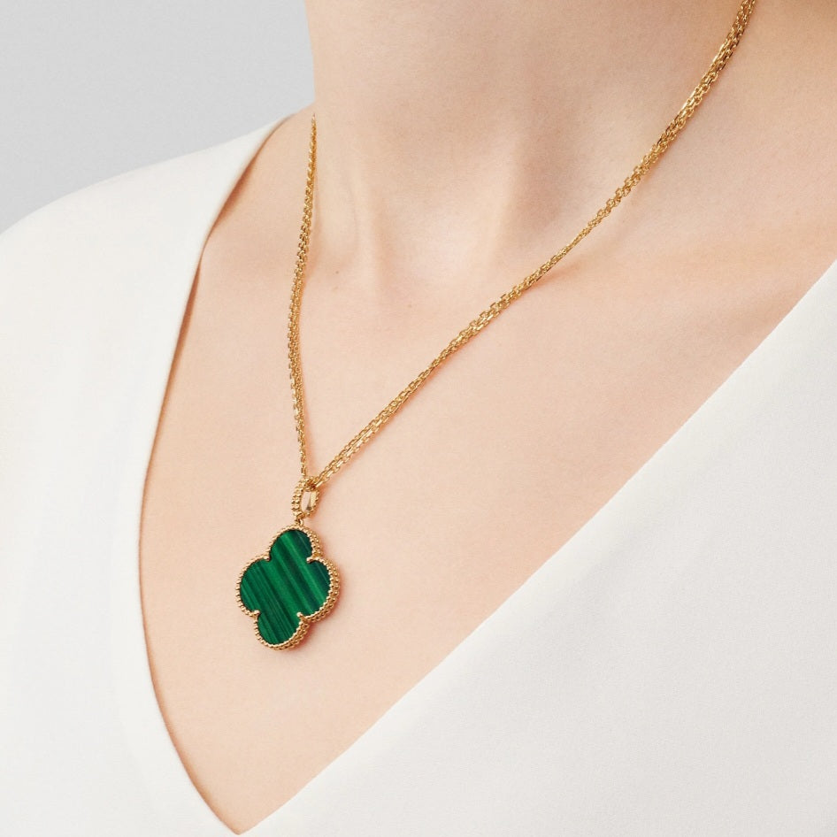 V Long Green Double Necklace