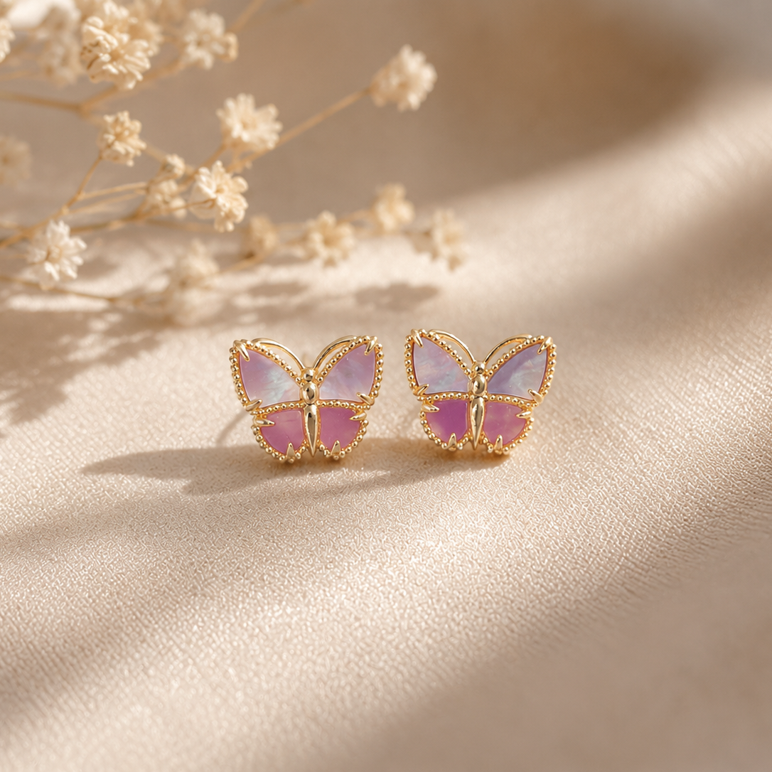 Purple & Pink Butterfly Earrings