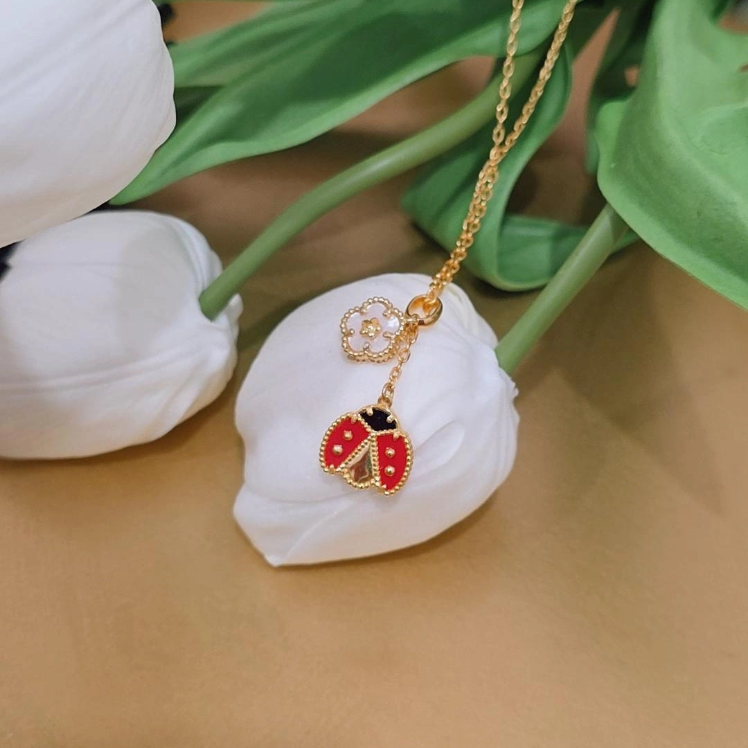Lady Bug with flower necklace