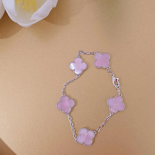 V Baby Pink Silver Bracelet