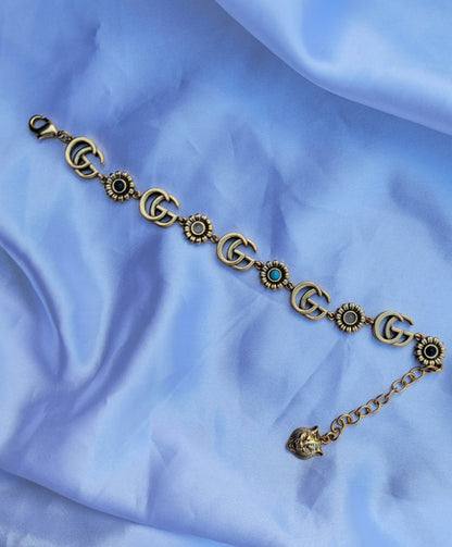 Blue Flower Adjustable Bracelets Gold & Silver